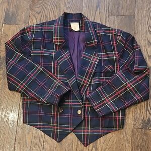 VINTAGE Plaid Women's Blazer Jacket